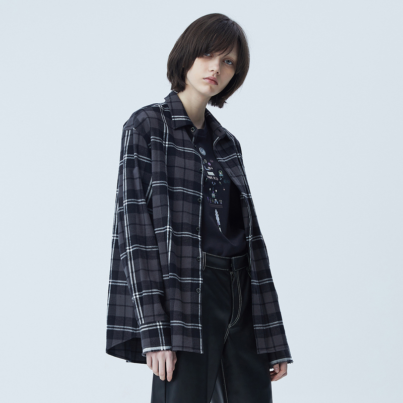 JNBY/江南布衣20夏新品衬衫外套休闲时尚格纹长袖上衣女5J8100100